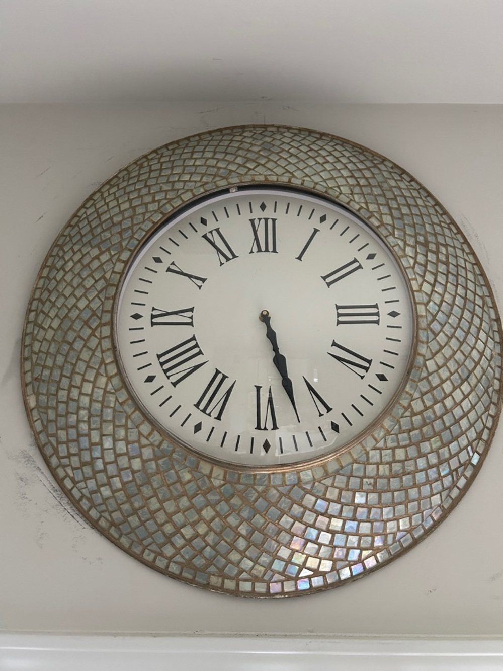 Iridescent Mosaic Wall Clock - Decorative Home Wall Decor